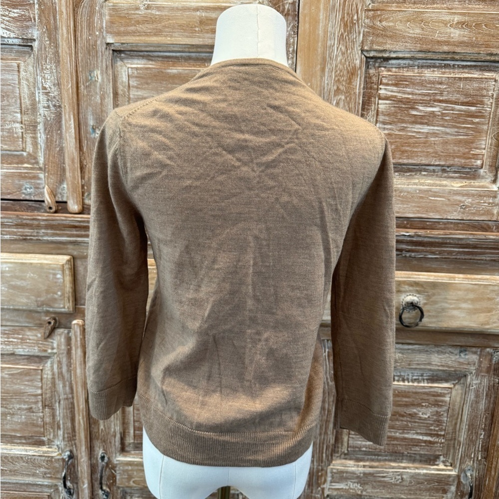 Trina Turk Brown Embellished Merino Wool Cardigan Size Small - Picture 3 of 8